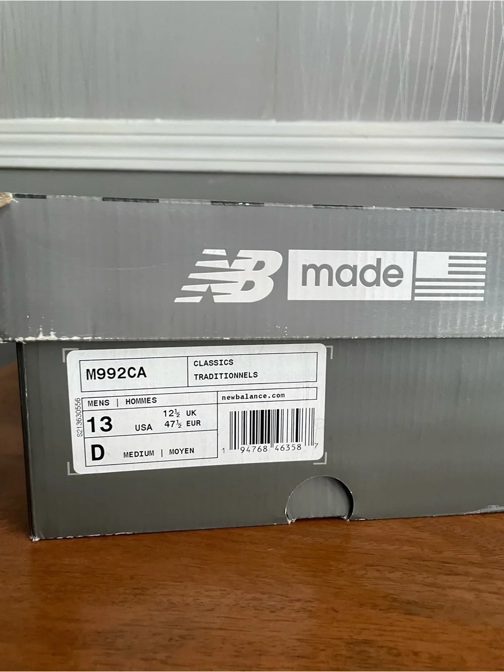 New Balance 992 Made in USA White Blue Navy Men’s Size 13 M992CA Sneakers NIB